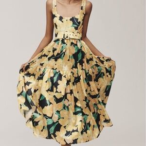 Hitch Scoop Neck Belted MIDI Dress